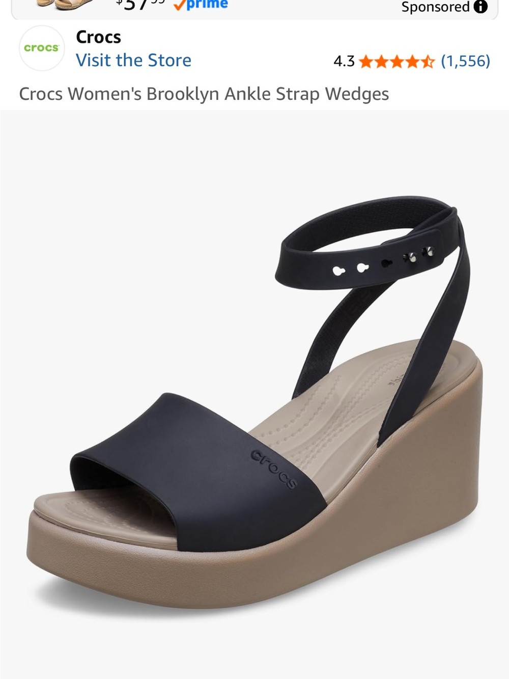 CROCS Black and Tan Brooklyn Ankle-Strap Wedge SandalCrocs Brooklyn wedge